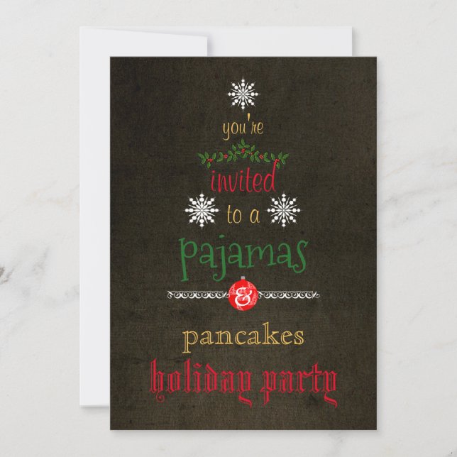 Christmas Holiday Pajamas & Pancakes Family Party Invitation (Front)