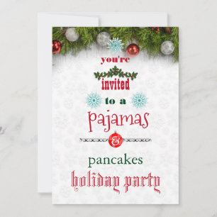 Christmas Holiday Pajamas & Pancakes Family Party Invitation