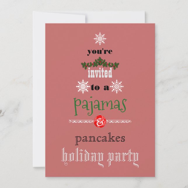 Christmas Holiday Pajamas & Pancakes Family Party Invitation (Front)