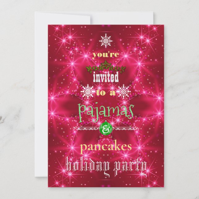 Christmas Holiday Pajamas & Pancakes Family Party Invitation (Front)