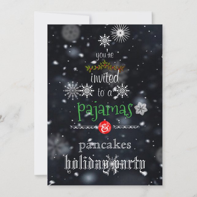 Christmas Holiday Pajamas & Pancakes Family Party Invitation (Front)