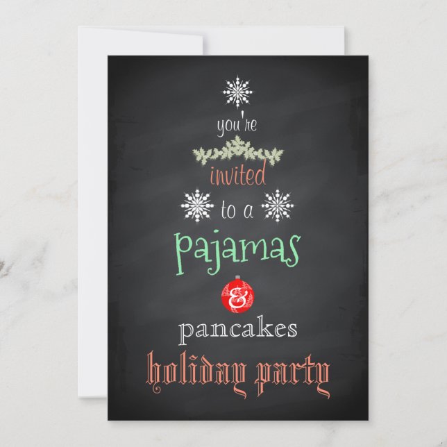 Christmas Holiday Pajamas & Pancakes Family Party Invitation (Front)