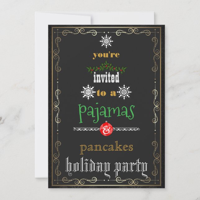 Christmas Holiday Pajamas & Pancakes Family Party Invitation (Front)