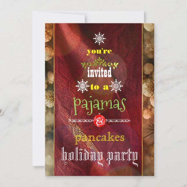 Christmas Holiday Pajamas & Pancakes Family Party Invitation (Front)