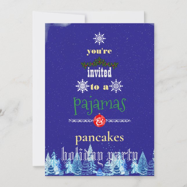 Christmas Holiday Pajamas & Pancakes Family Party Invitation (Front)