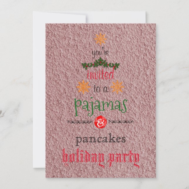 Christmas Holiday Pajamas & Pancakes Family Party Invitation (Front)