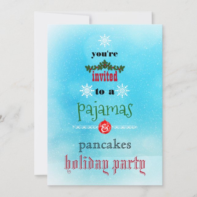 Christmas Holiday Pajamas & Pancakes Family Party Invitation (Front)