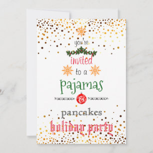Christmas Holiday Pajamas & Pancakes Family Party Invitation