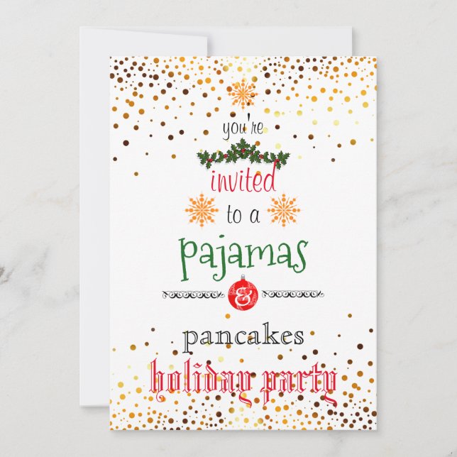 Christmas Holiday Pajamas & Pancakes Family Party Invitation (Front)