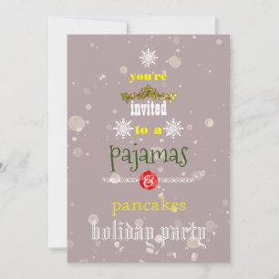 Christmas Holiday Pajamas & Pancakes Family Party Invitation