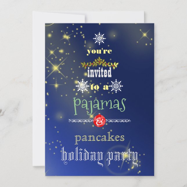 Christmas Holiday Pajamas & Pancakes Family Party  Invitation (Front)