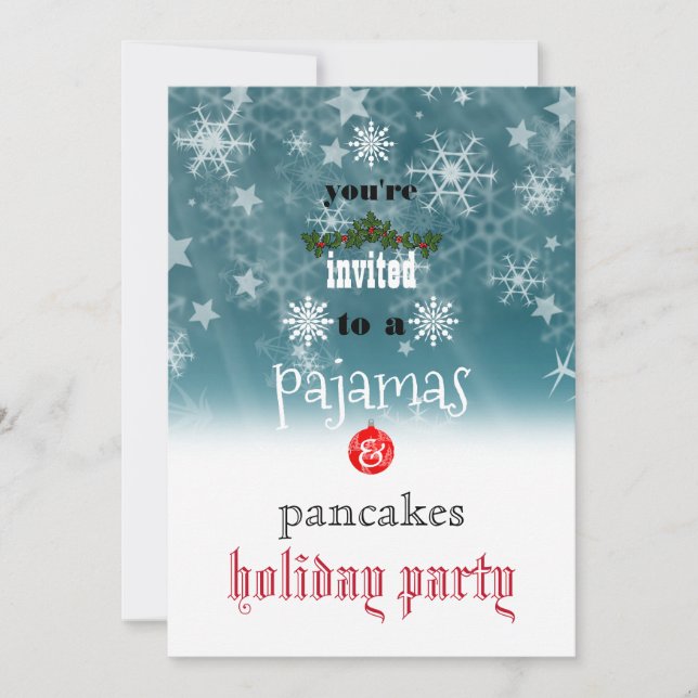 Christmas Holiday Pajamas & Pancakes Family Party  Invitation (Front)