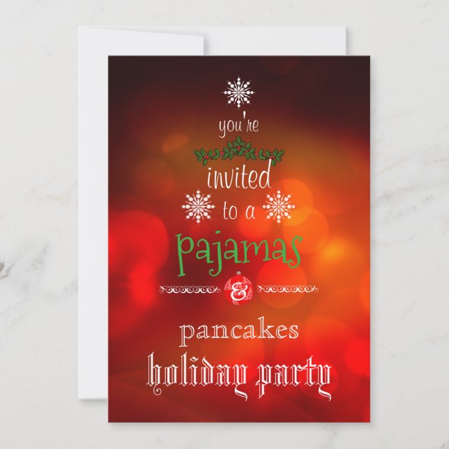 Christmas Holiday Pajamas & Pancakes Family Party Invitation (Front)