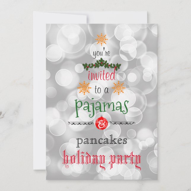 Christmas Holiday Pajamas & Pancakes Family Party Invitation (Front)