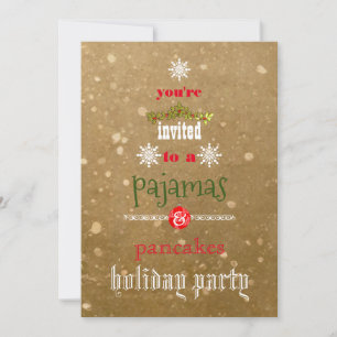 Christmas Holiday Pajamas & Pancakes Family Party Invitation