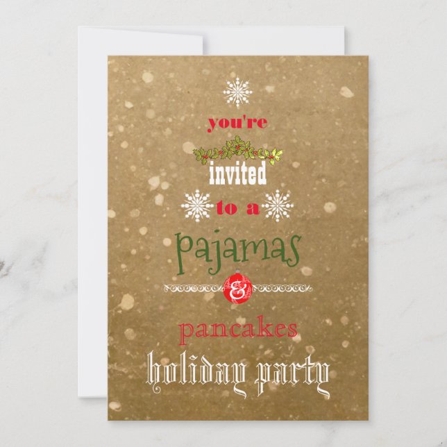 Christmas Holiday Pajamas & Pancakes Family Party Invitation (Front)