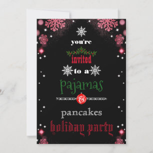 Christmas Holiday Pajamas & Pancakes Family Party Invitation
