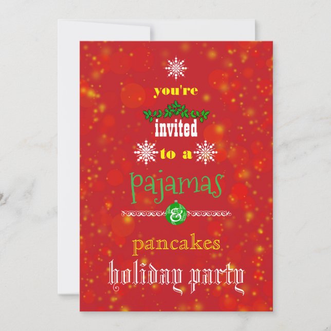 Christmas Holiday Pajamas & Pancakes Family Party Invitation (Front)
