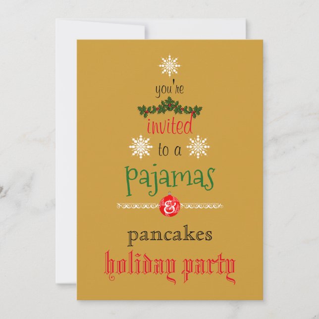 Christmas Holiday Pajamas & Pancakes Family Party Invitation (Front)