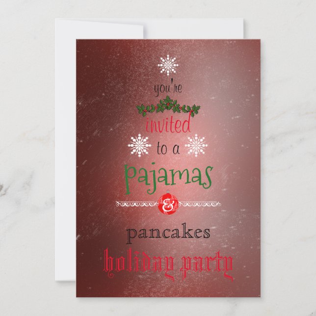 Christmas Holiday Pajamas & Pancakes Family Party Invitation (Front)