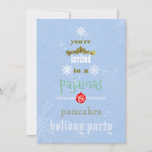 Christmas Holiday Pajamas & Pancakes Family Party Invitation (Front)