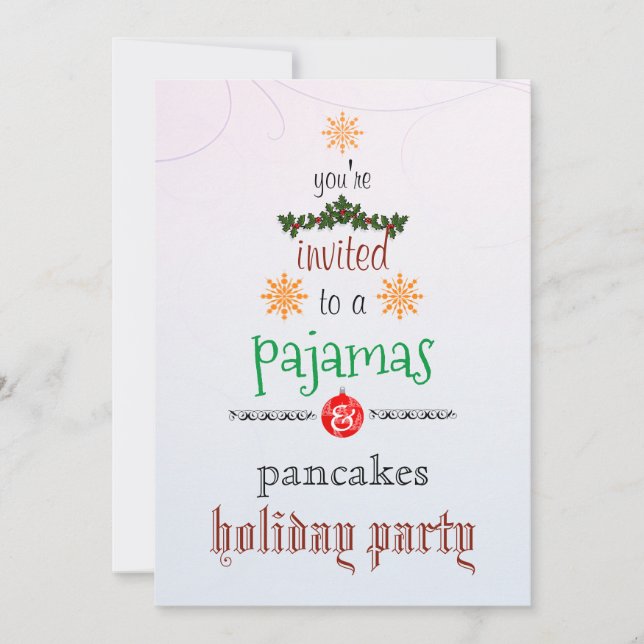 Christmas Holiday Pajamas & Pancakes Family Party Invitation (Front)