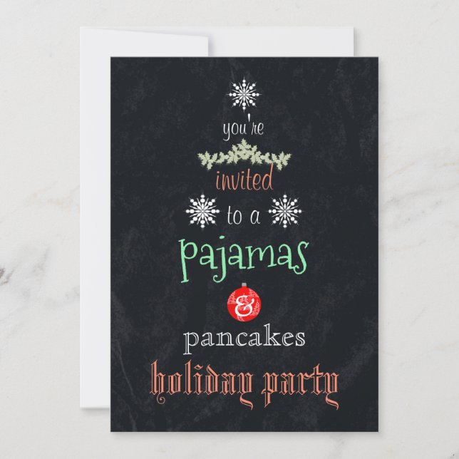 Christmas Holiday Pajamas & Pancakes Family Party Invitation (Front)
