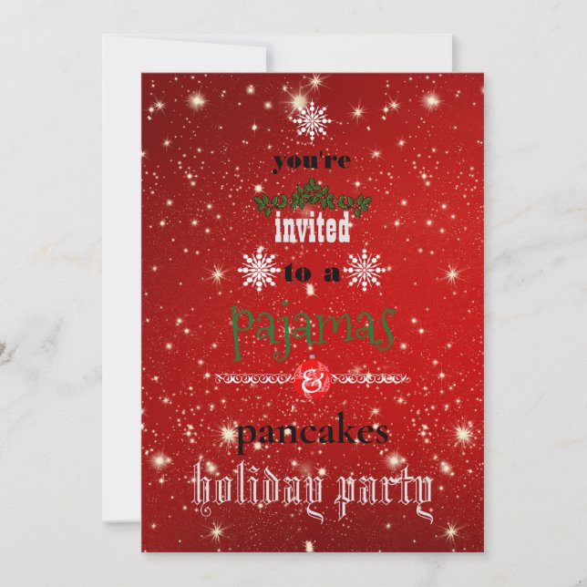 Christmas Holiday Pajamas & Pancakes Family Party Invitation (Front)