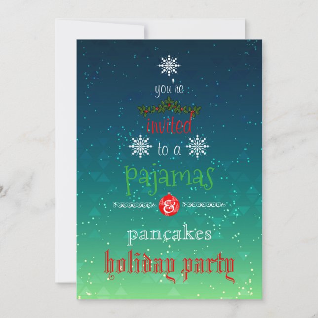 Christmas Holiday Pajamas & Pancakes Family Party Invitation (Front)