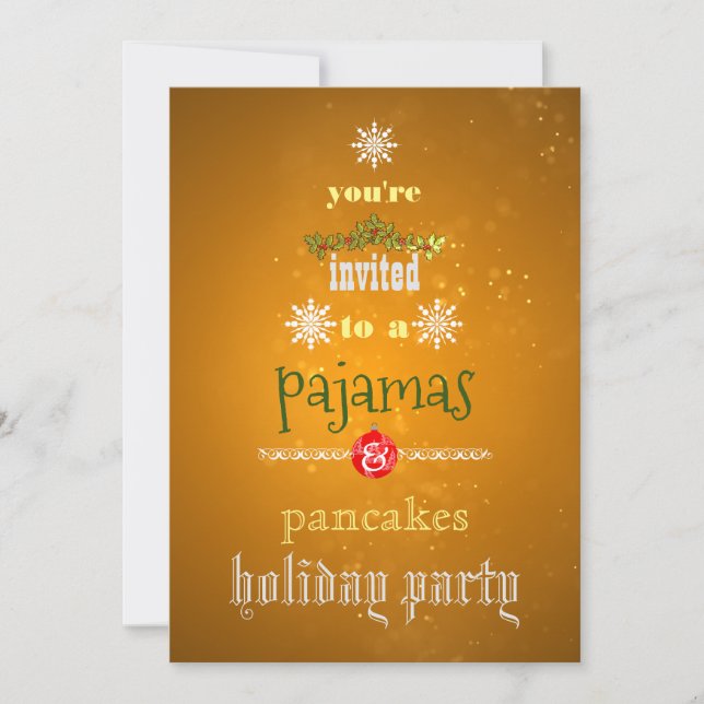 Christmas Holiday Pajamas & Pancakes Family Party  Invitation (Front)