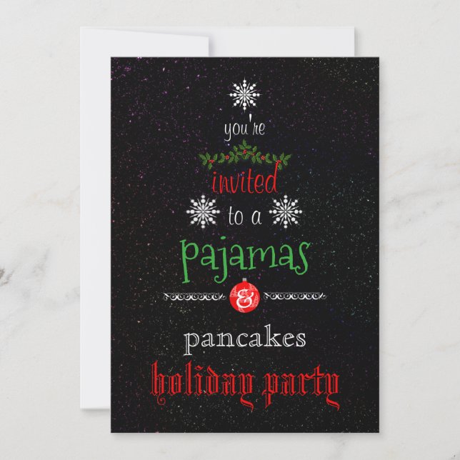 Christmas Holiday Pajamas & Pancakes Family Party Invitation (Front)