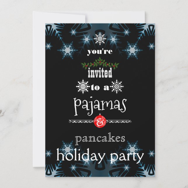 Christmas Holiday Pajamas & Pancakes Family Party Invitation (Front)