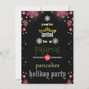 Christmas Holiday Pajamas & Pancakes Family Party Invitation