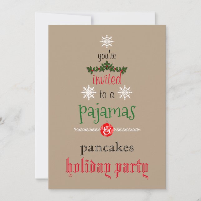 Christmas Holiday Pajamas & Pancakes Family Party Invitation (Front)