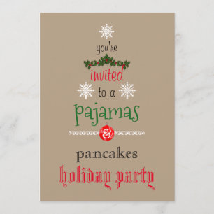 Christmas Holiday Pajamas & Pancakes Family Party Invitation