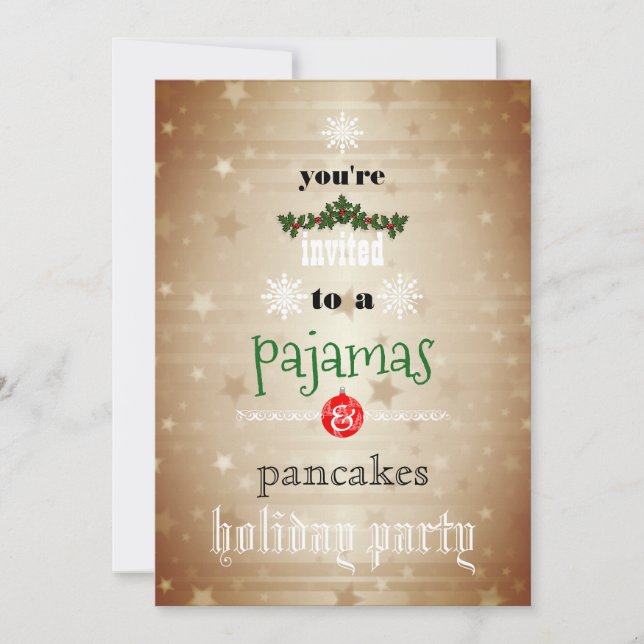 Christmas Holiday Pajamas & Pancakes Family Party Invitation (Front)