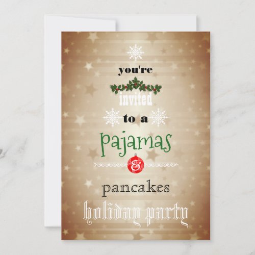Christmas Holiday Pajamas  Pancakes Family Party Invitation