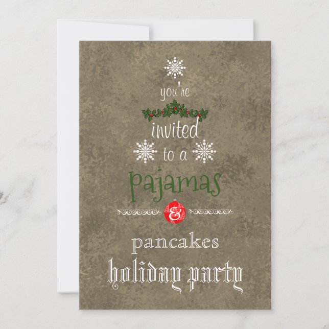 Christmas Holiday Pajamas & Pancakes Family Party Invitation (Front)