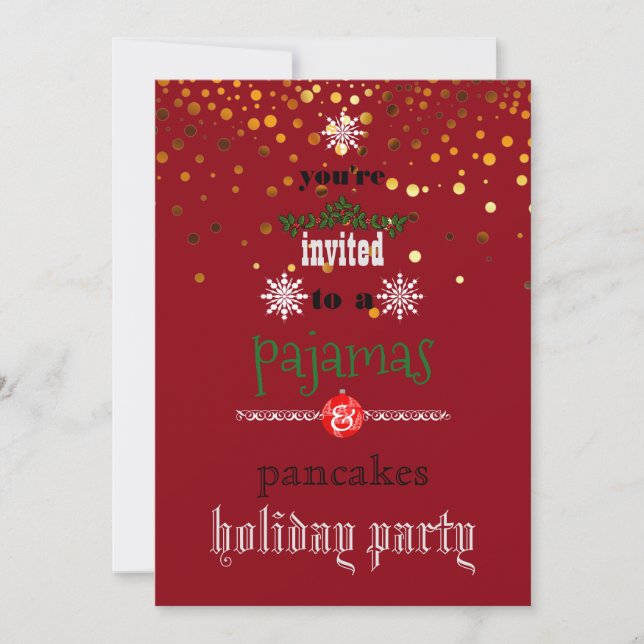 Christmas Holiday Pajamas & Pancakes Family Party Invitation (Front)
