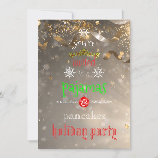 Christmas Holiday Pajamas & Pancakes Family Party Invitation (Front)