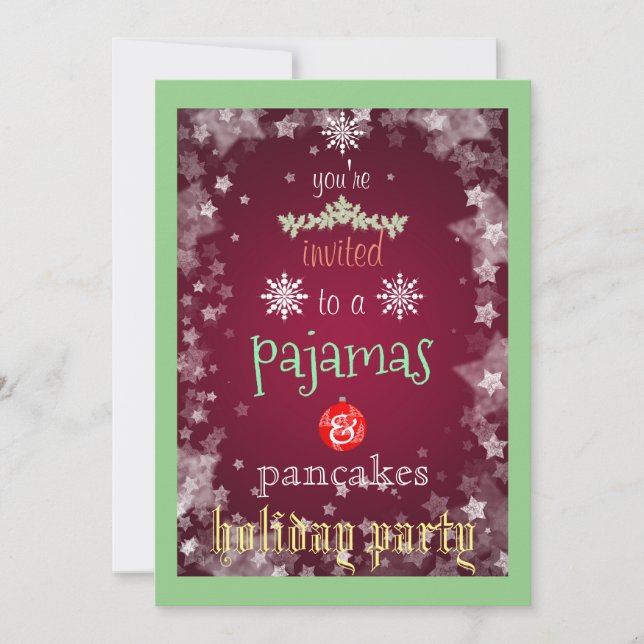 Christmas Holiday Pajamas & Pancakes Family Party Invitation (Front)