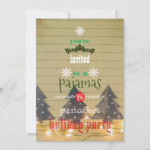 Christmas Holiday Pajamas & Pancakes Family Party Invitation