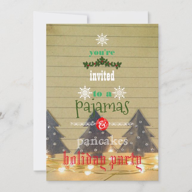 Christmas Holiday Pajamas & Pancakes Family Party Invitation (Front)