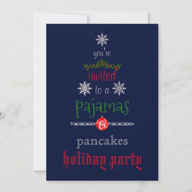Christmas Holiday Pajamas & Pancakes Family Party Invitation (Front)