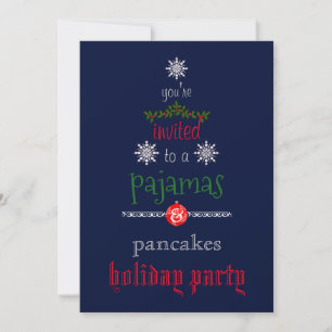 Christmas Holiday Pajamas & Pancakes Family Party Invitation