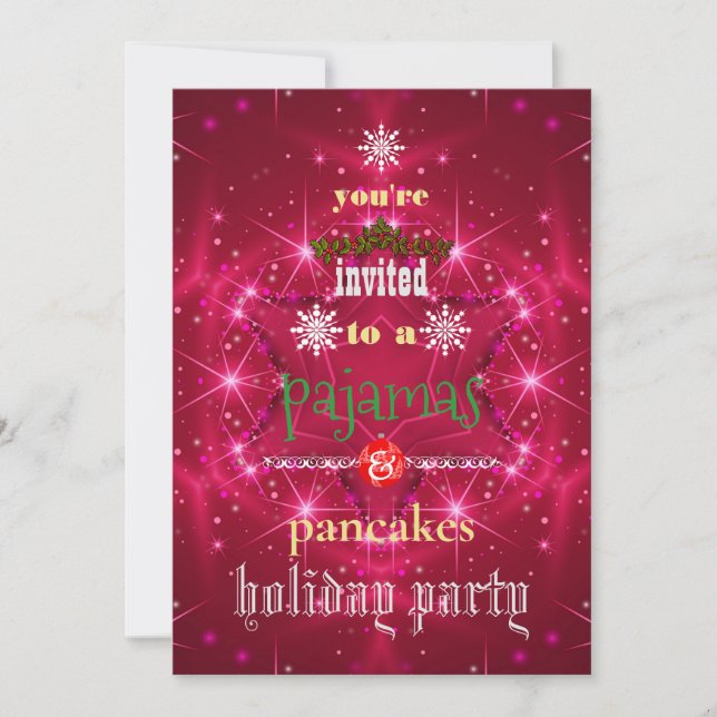 Christmas Holiday Pajamas & Pancakes Family Party Invitation (Front)
