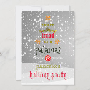 Christmas Holiday Pajamas & Pancakes Family Party Invitation