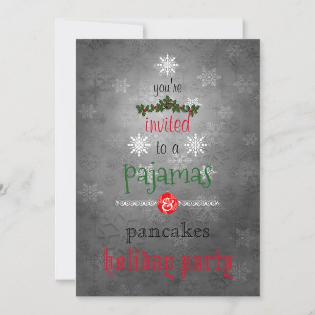 Christmas Holiday Pajamas & Pancakes Family Party Invitation (Front)
