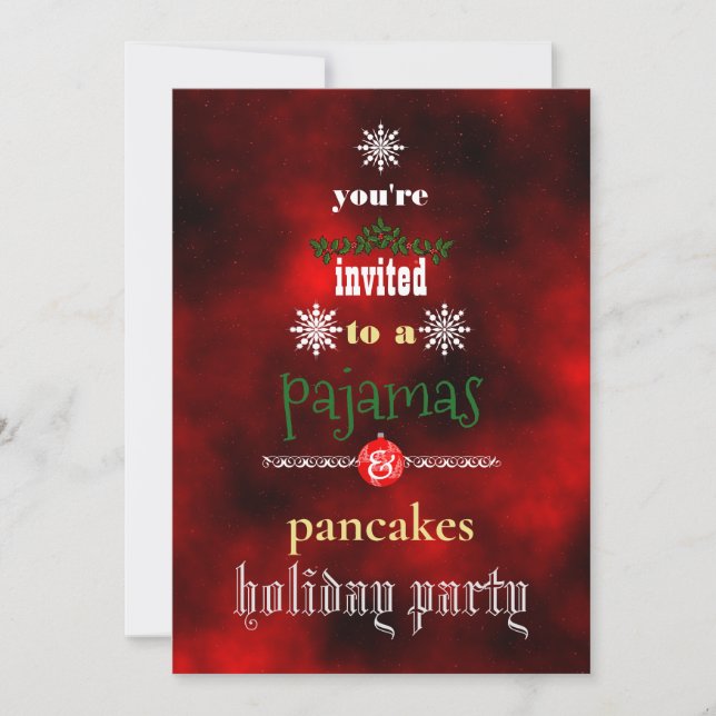 Christmas Holiday Pajamas & Pancakes Family Party Invitation (Front)