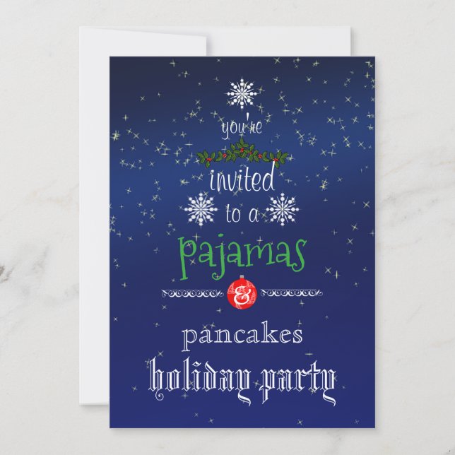 Christmas Holiday Pajamas & Pancakes Family Party Invitation (Front)